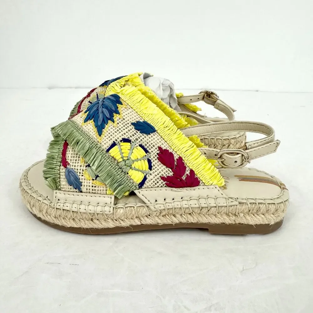 Sam Edelman Kids Kayden Slingback Sandal US 1 M Beige Multicolor Leather NIB